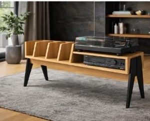 Stolik na płyty winylowe i gramofon ARS Vinyl Loft